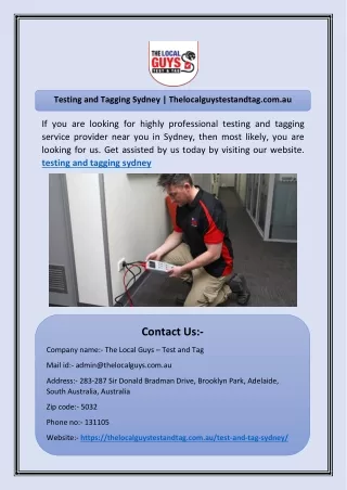 testing and tagging sydney thelocalguystestandtag