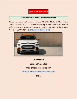 Showroom Citroen India |Citroencardealers.com