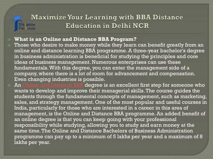 maximize your learning with bba distance education in delhi ncr