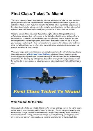 first class ticket to miami