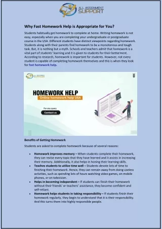 why fast homework help is appropriate for you