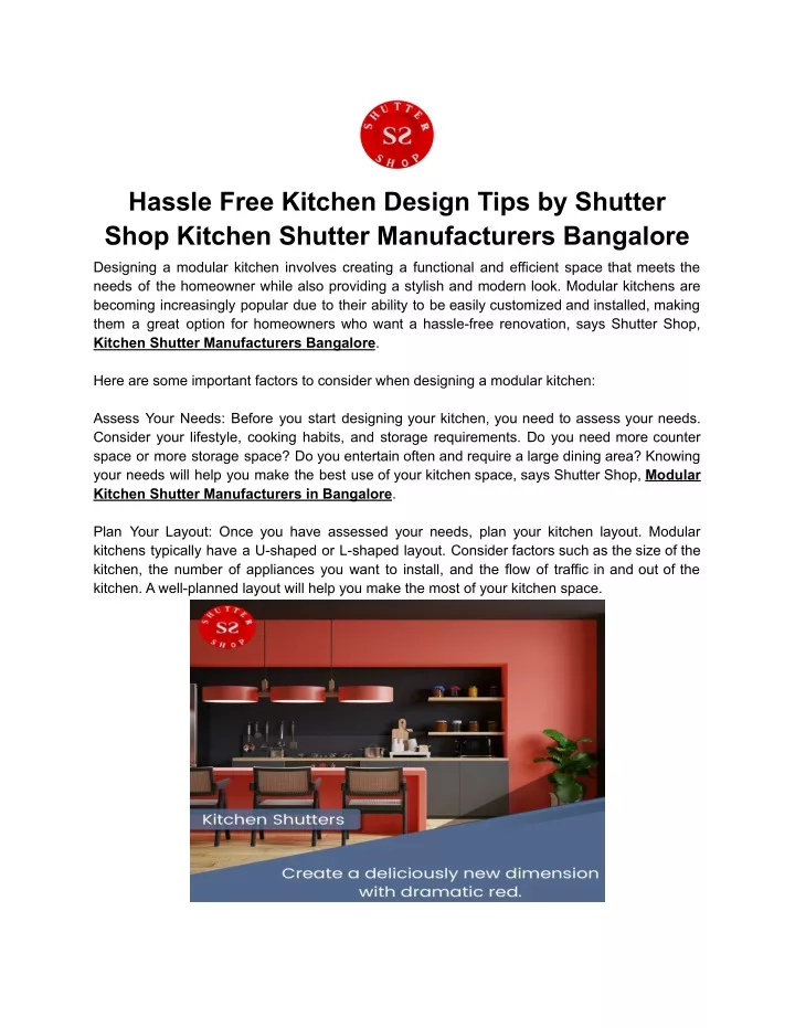 hassle free kitchen design tips by shutter shop