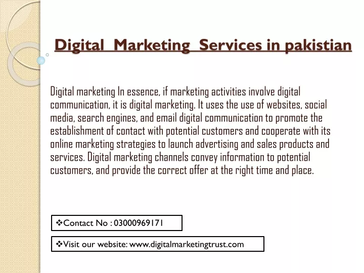 digital marketing services in pakistian