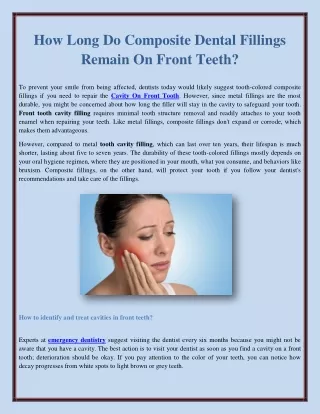 How Long Do Composite Dental Fillings Remain On Front Teeth?