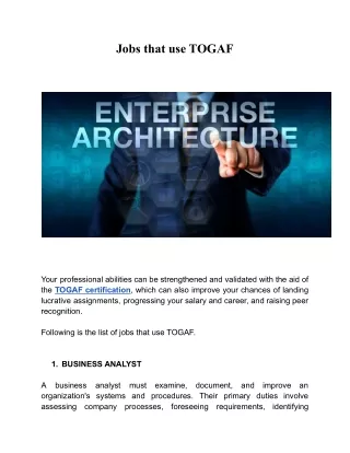 jobs that use togaf