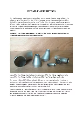 Inconel 718 Pipe Fittings Exporters in India