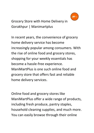 Grocery Store with Home Delivery | Manimartplus