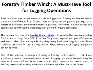forestry timber winch a must have tool for logging operations