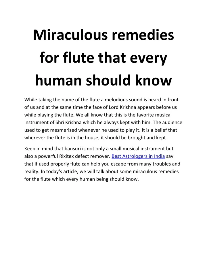 miraculous remedies for flute that every human