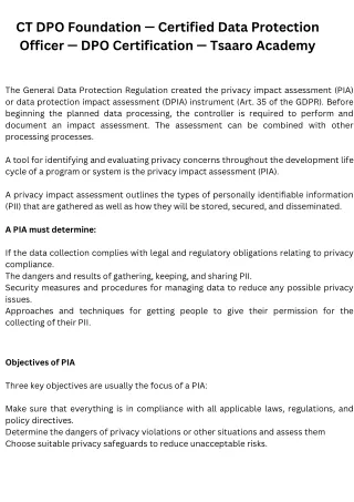 ct dpo foundation certified data protection