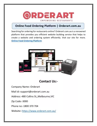 online food ordering platform orderart com au