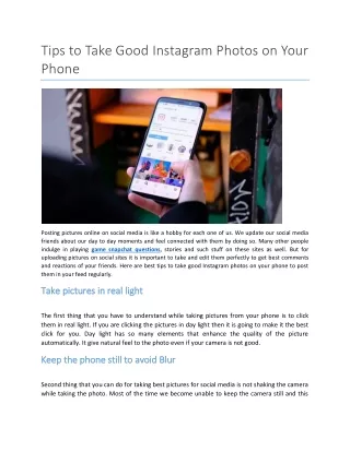 Tips to Take Good Instagram Photos on Your Phone
