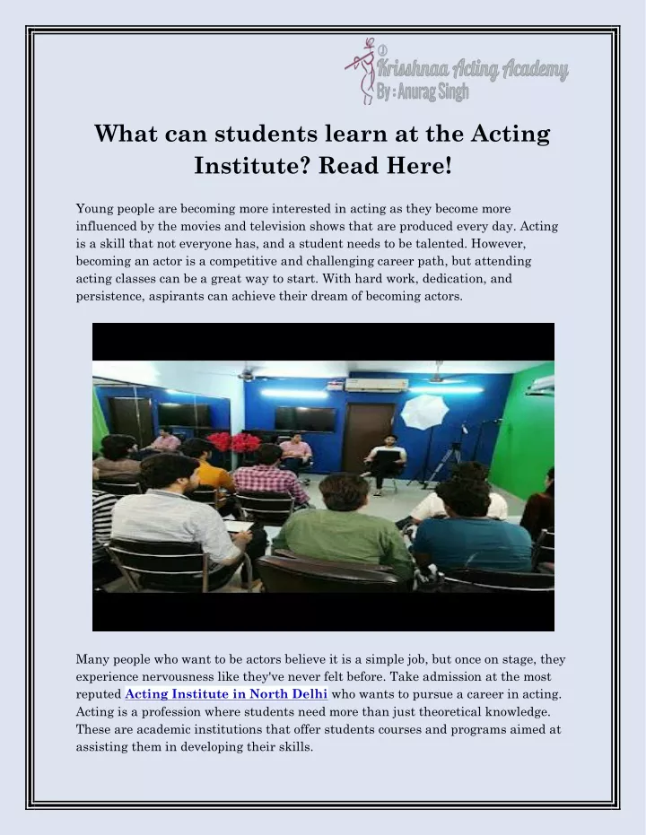 what can students learn at the acting institute