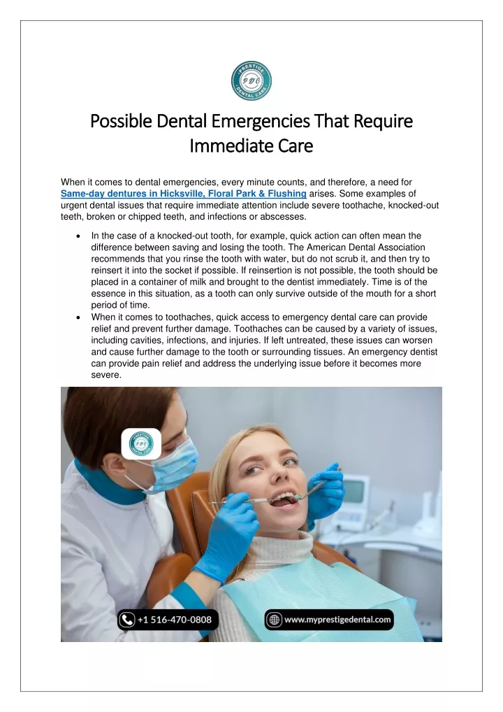 possible dental emergencies possible dental