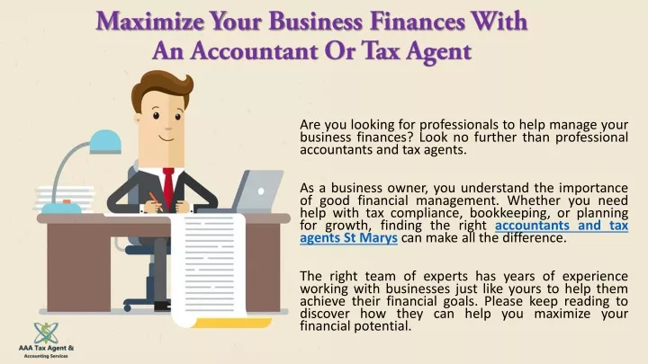 maximize your business finances with an accountant or tax agent