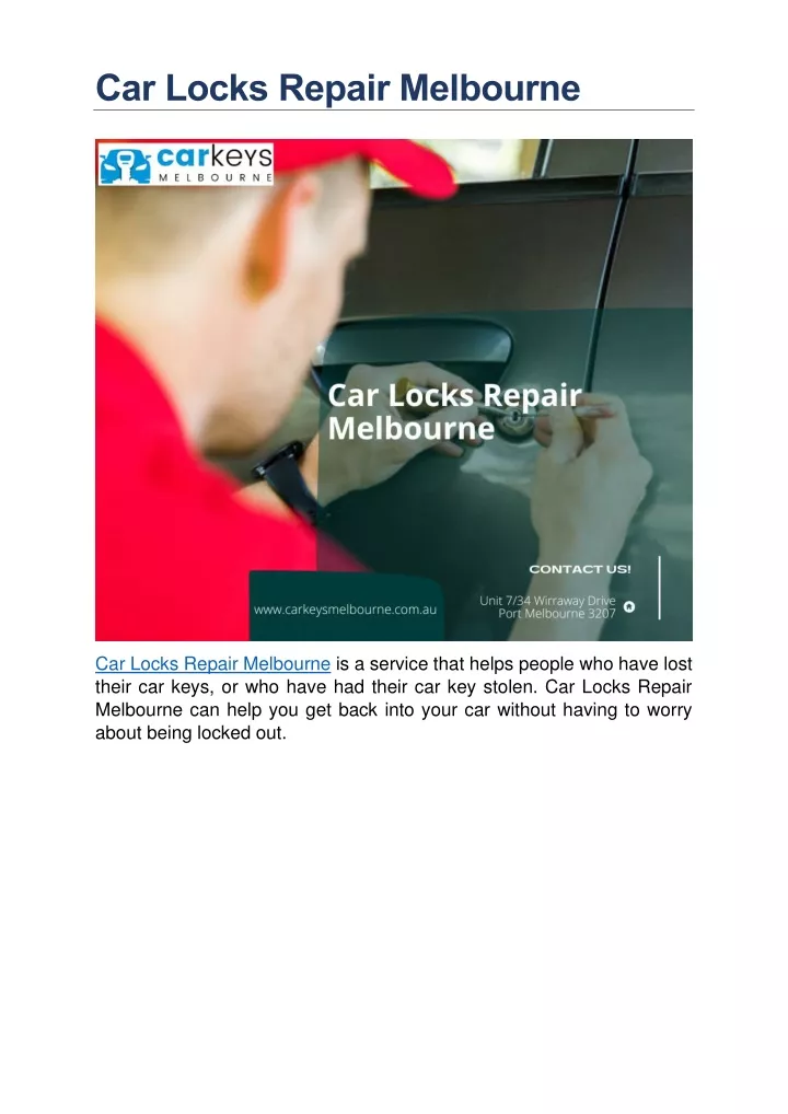 car locks repair melbourne