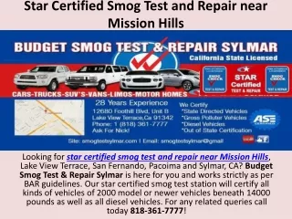 Star Certified Smog Test and Repair near Mission Hills