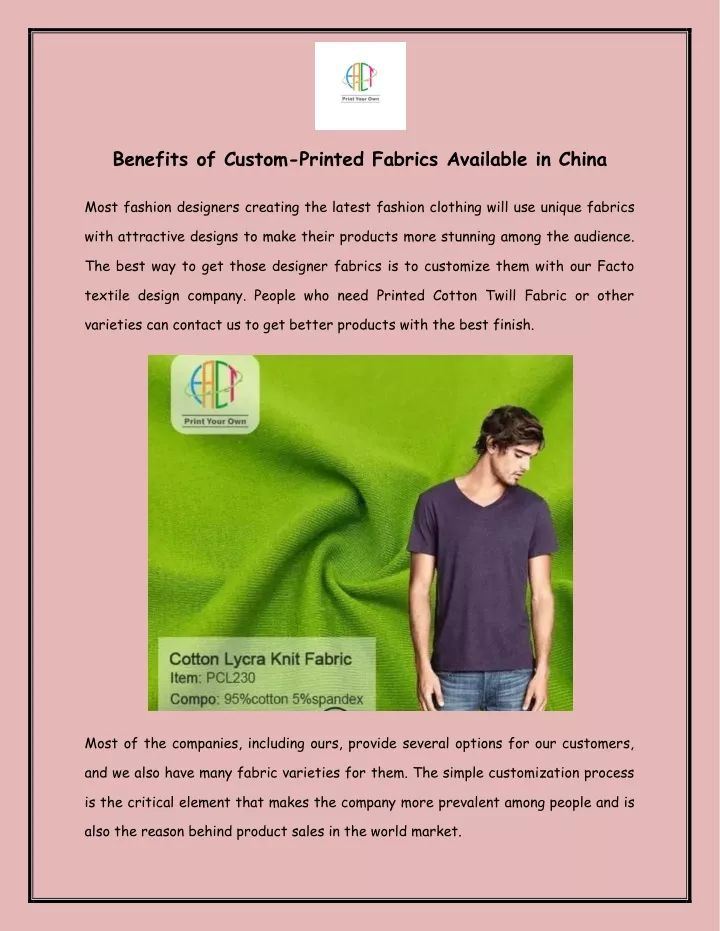 benefits of custom printed fabrics available