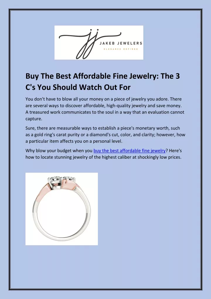 buy the best affordable fine jewelry
