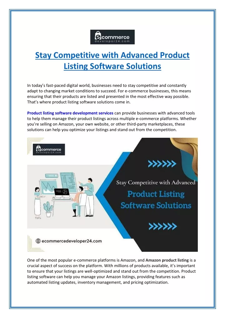 stay competitive with advanced product listing