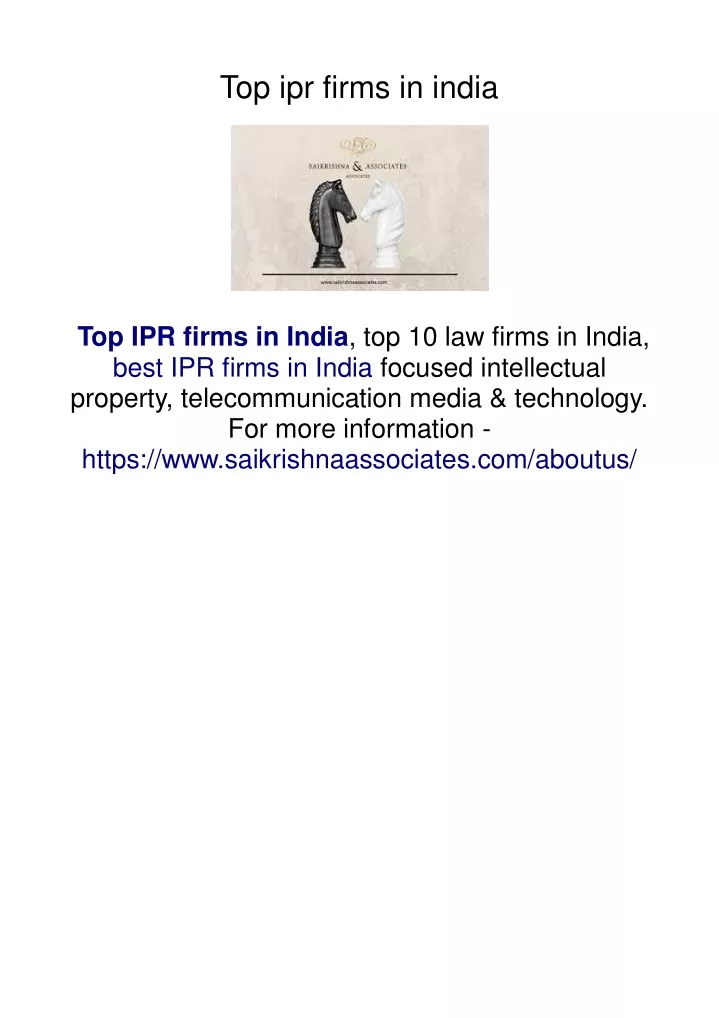 top ipr firms in india