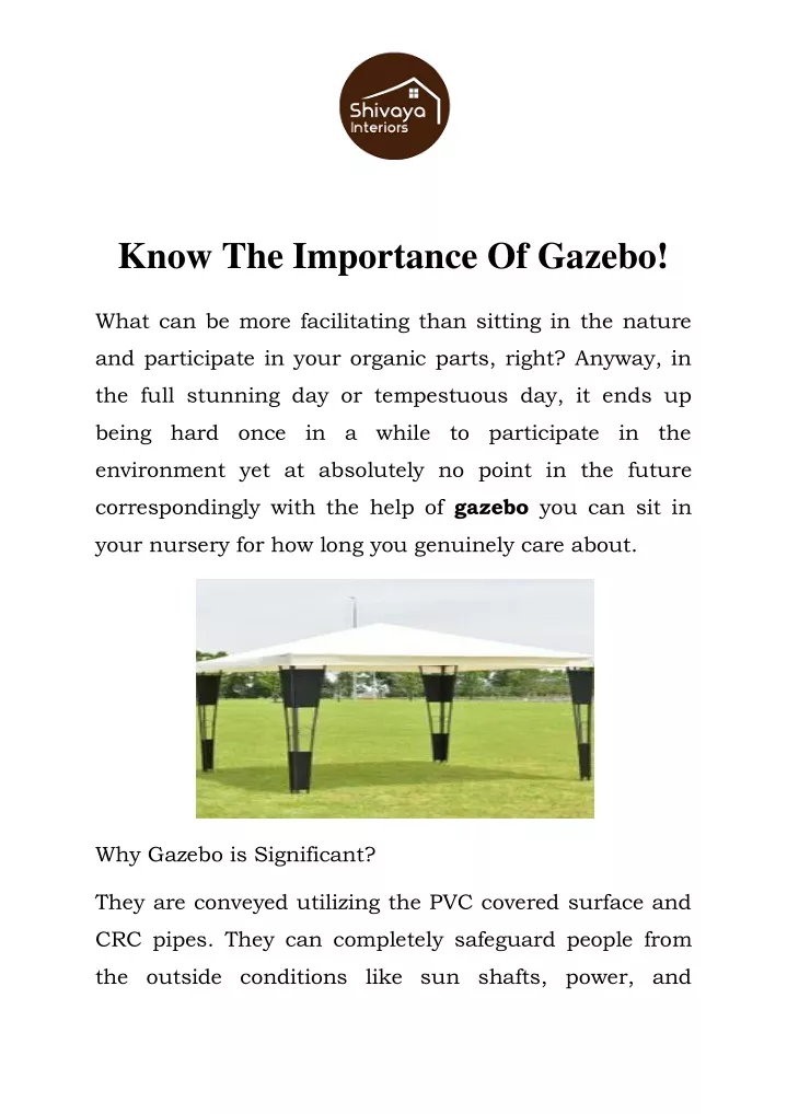 know the importance of gazebo