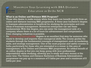 Maximize Your Learning with BBA Distance Education in Delhi NCR
