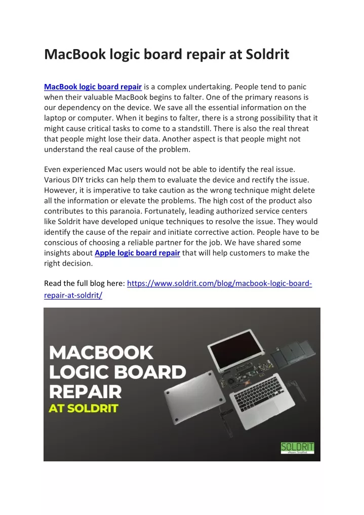 macbook logic board repair at soldrit