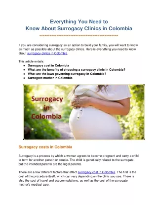 Everything You Need to Know About Surrogacy Clinics in Columbia