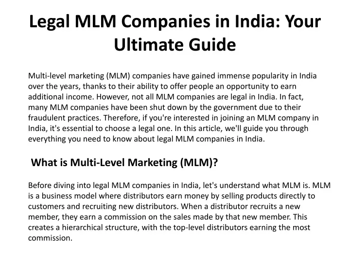 legal mlm companies in india your ultimate guide