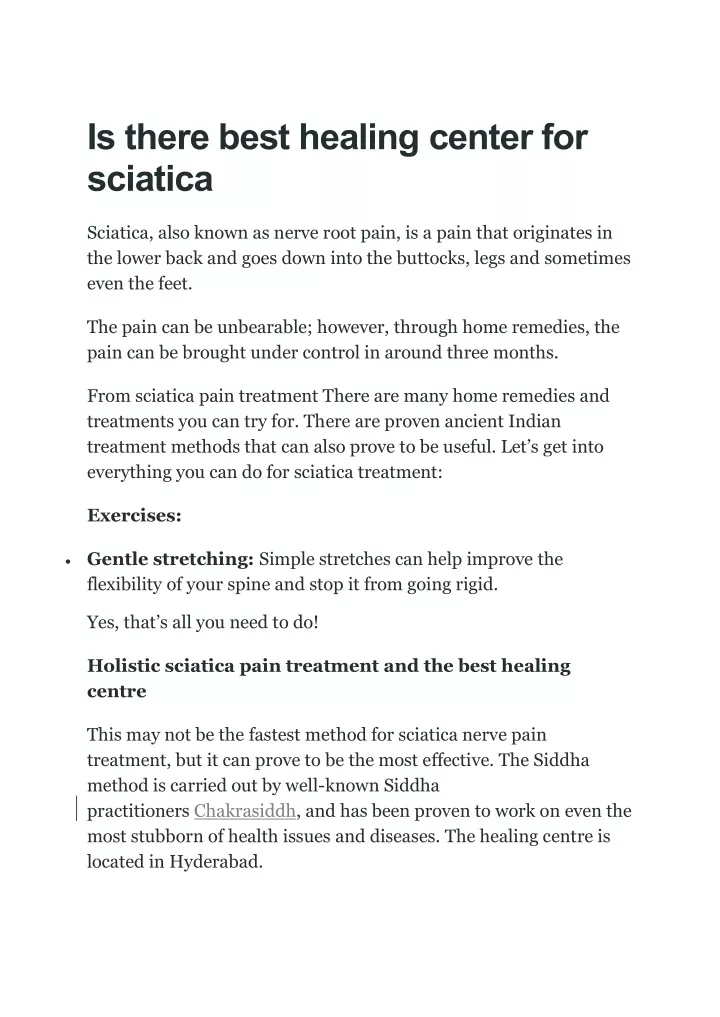 is there best healing center for sciatica