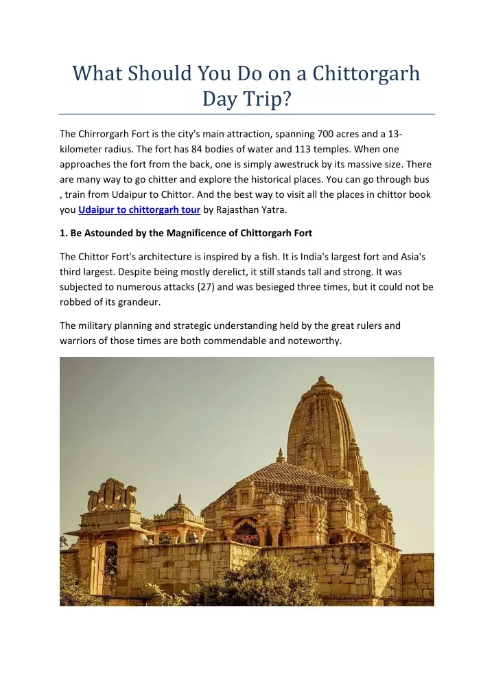 what should you do on a chittorgarh day trip