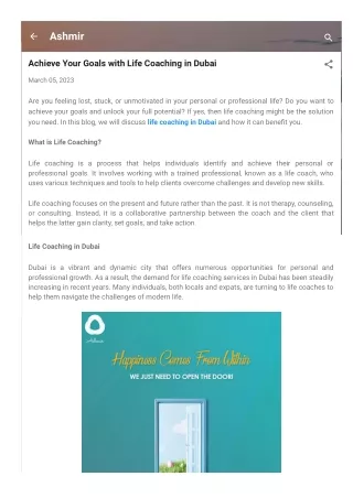 Achieve Your Goals with Life Coaching in Dubai