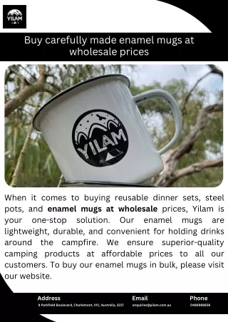 Buy carefully made enamel mugs at wholesale prices