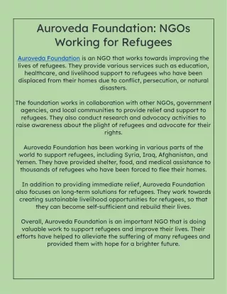 Auroveda-Foundation-NGOs-Working-for-Refugees
