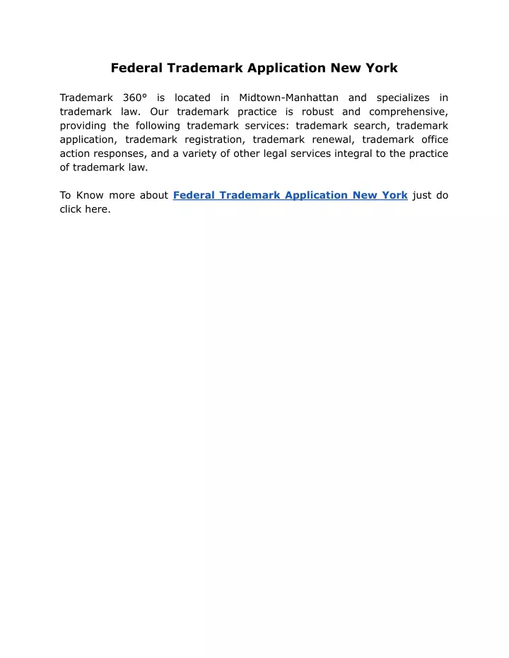 federal trademark application new york