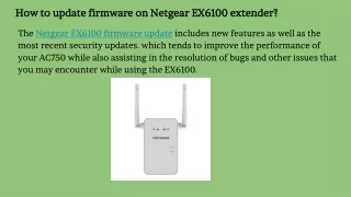 how to update firmware on netgear ex6100 extender
