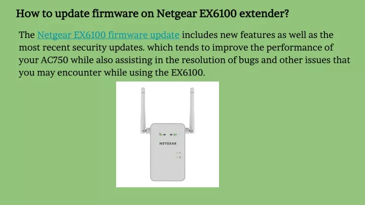 how to update firmware on netgear ex6100 extender