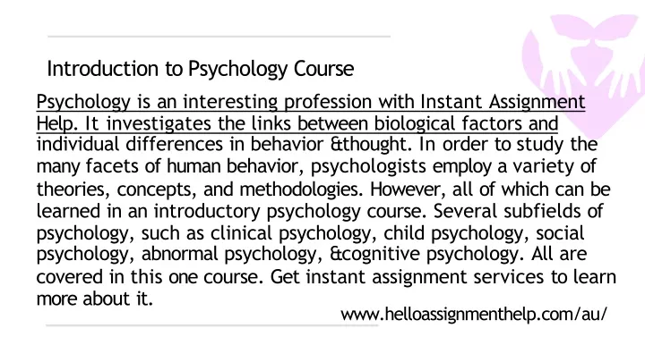 introduction to psychology course