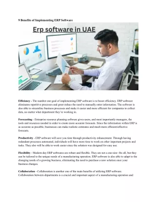 9 benefits of implementing erp software