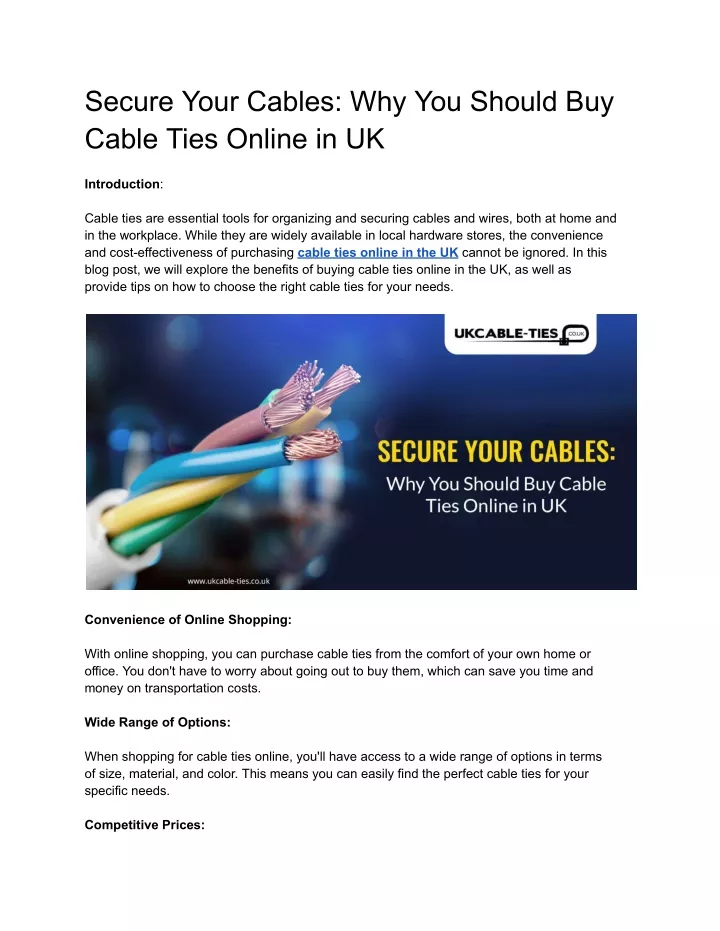 secure your cables why you should buy cable ties