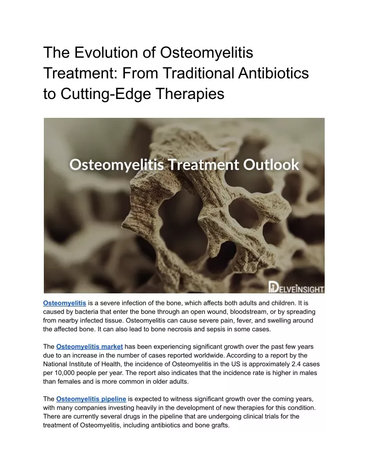 the evolution of osteomyelitis treatment from
