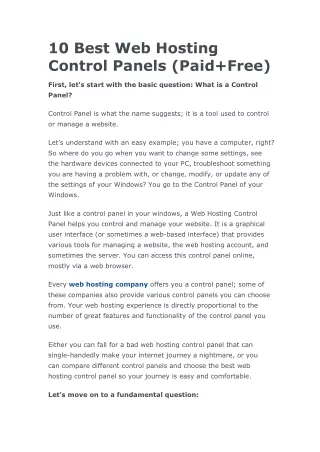 10 best web hosting control panels paid free