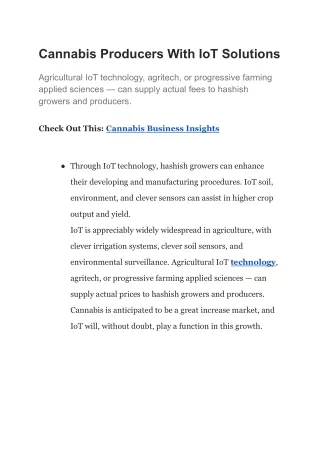 Cannabis Producers With IoT Solutions