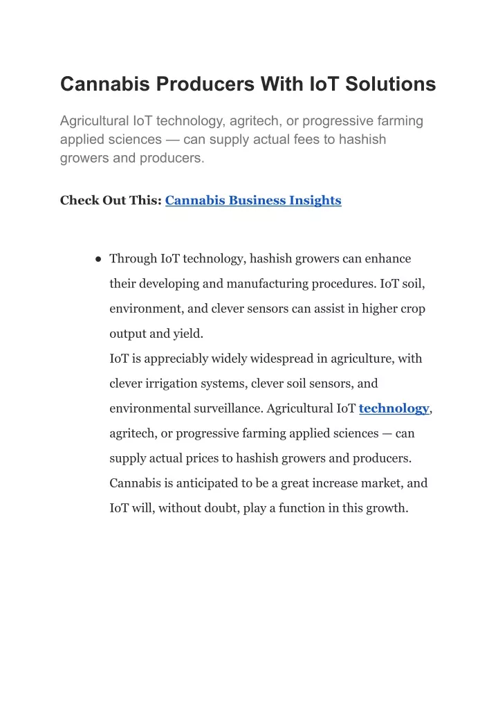 cannabis producers with iot solutions