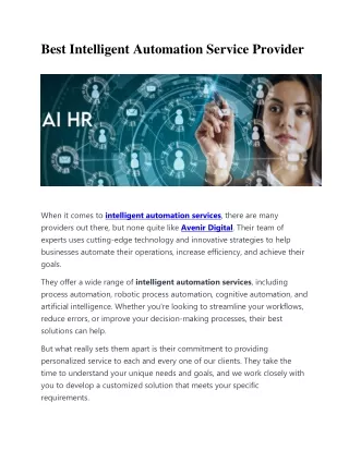 Best intelligent automation services provider- Avenir Digital