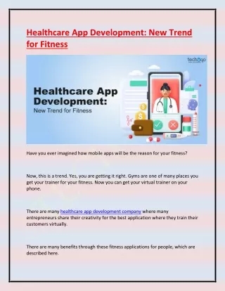 healthcare app development new trend for fitness