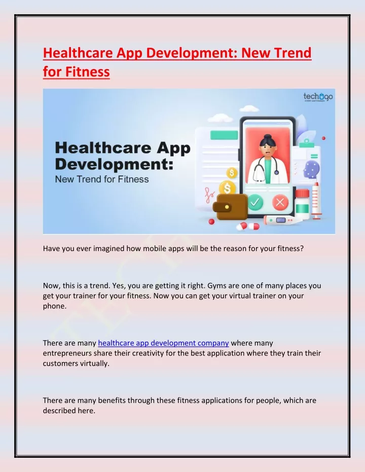 healthcare app development new trend for fitness