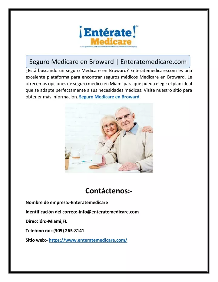 seguro medicare en broward enteratemedicare com