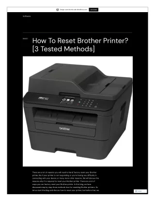 How To Reset Brother Printer